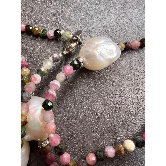 Lucas Lameth multi tourmaline and baroque pearl 32 inch necklace - Picture 2 of 13